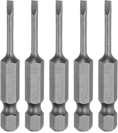 QUARKZMAN 5 Stück Flachkopf Schlitz Spitze Schraubendreher Bits Set S2 Magnetische Schlitz Schraubendreher Bits SL2.5 mit 1/4 Zoll Sechskantschaft 6 mm