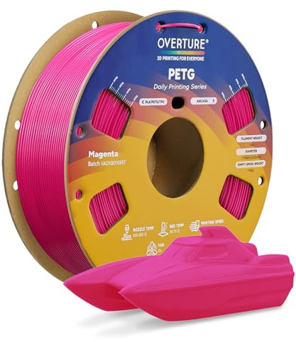 OVERTURE Rapid PETG Filament 1,75 mm Magenta | High Speed | Schneller Stabiler 3D Drucker • Hohe Zähigkeit • Hohe Festigkeit • ±0,02 mm Maßgenauigkeit • 1kg Spule • FDM-kompatibel