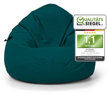 Nadimaideal Sitzsack Tropfenform Kastanie | Bodenkissen für Kinder & Erwachsene | Indoor & Outdoor | Gaming Sitzsack - Sitzkissen - Beanbag | Füllung EPS Perlen (Petrol, XL-Durchmesser 77 cm)