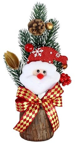25 cm Künstlicher Weihnachtsbaum Im Topf, Künstlicher Tisch-Weihnachtsbaum mit Holzsockel für Zuhause, Winter, Weihnachten, Urlaub, Party, Büro, Desktop-Dekoration (B)
