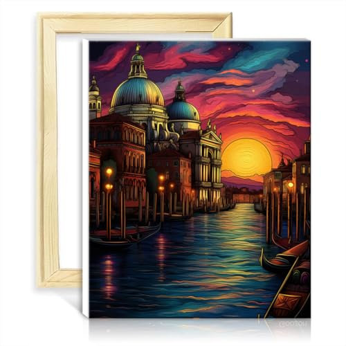 LiHEQING Digitale Malsets, Venedig, Italien, Malen-nach-Zahlen-Sets für Erwachsene auf Leinwand, Wandkunst, Ölgemälde-nach-Zahlen-Sets, ohne Rahmen (30 x 40 cm)