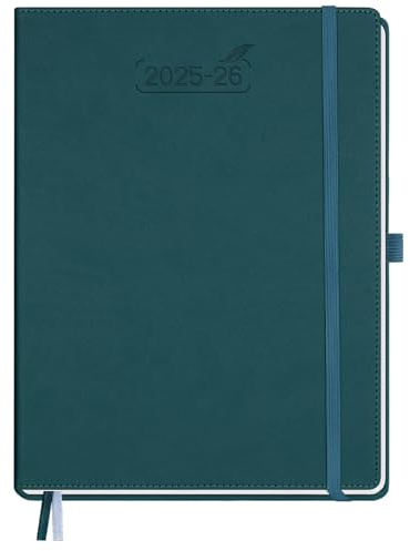 BEZEND Kalender 2026 Wochenplaner A4, 18-Monate Buchkalender Juli 25-Dez 26, PU-Leder Hardcover 1 Woche 2 Seiten mit Stifthalter - Dunkelgrün