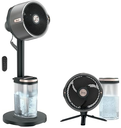 Shark FlexBreeze Pro Mist Fan — Indoor & Outdoor, Integrated Misting, Pedestal to Tabletop, Corded or Cordless, Up to 24-Hr Battery, Oscillating, Charcoal Grey, FA302 (2025 Release)
