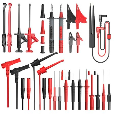 Laroal 25PCS Multi-Function Multimeter Test Pin Kit With Replaceable Alligator Clips Replaceable Probe Digital Electrical Multimeter Test Clip Test Hook Probe