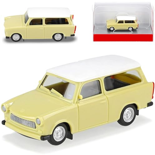 Trabant 601 S Kombi Universal Grün mit Dach in Weiss 1964-1990 H0 1/87 Herpa Modell Auto