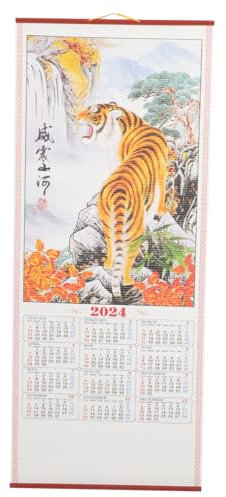 Operitacx Calendrier Suspendu Décoration Style Chinois Dragon Agenda Annuel Traditionnel Calendrier Mural Année Du Dragon Chinois