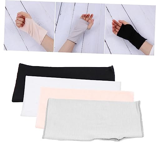 CALLARON 4pair Sun-resistant Gloves Uv Protection Mittens White Cotton Women's Sun Gloves Easy off