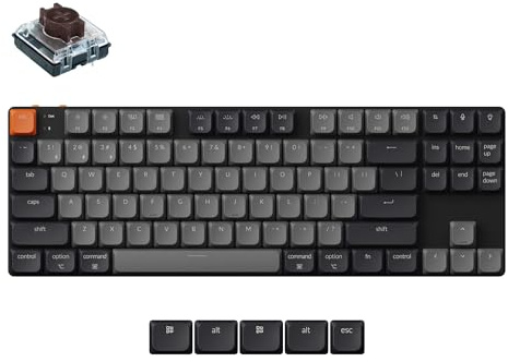 Keychron K1 Version 6 Custom Wireless Mechanische Tastatur Bluetooth/USB-C, RGB, Hot-swap, QMK/VIA Programmierbare Makros, PBT Keycaps, für Mac Windows, Gateron 2.0 Brown Switch