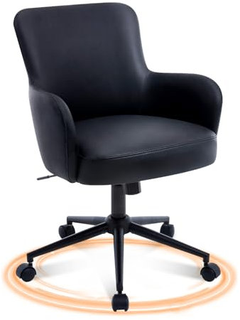 BERYTH Homeoffice Stuhl Bürostuhl Ergonomischer Schreibtischstuhl mit Verstellbarer Höhe, bis 136 kg belastbar Drehstuhl für Schlafzimmer Büro Wohnzimmer Schwarz, Cappuccinobeige, Braun