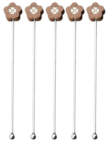 5Pcs Long Handle Coffee Stirrer Milk Powder Stirring Rod Elegant Cocktails Stir Stick for Home and Office Use