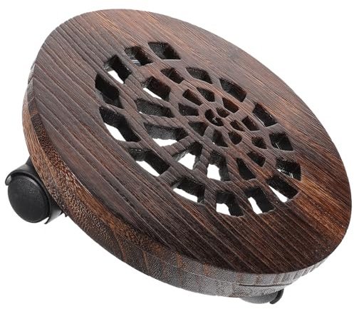 SEWACC Plateau à roulettes pour Plantes en Bois Massif Épais, Chariot De Transport Jardin Diamètre 21 Cm, Support Roulant Stable pour Pots De Fleurs D'intérieur Et Extérieur