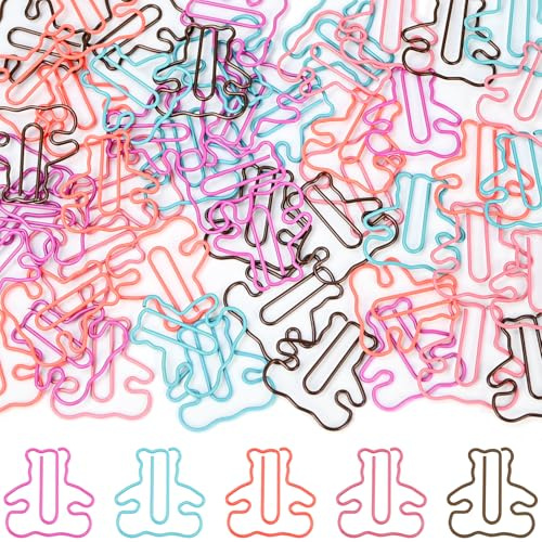 luckaide Büroklammern, 50 Stück Panda Büroklammern Bunt Motiv Büroklammern Groß Büroklammer Tiereform Paper Clips Papierklammern Metall Lesezeichen Briefklammern für Büro, Klassenzimmer, Aktenklammer