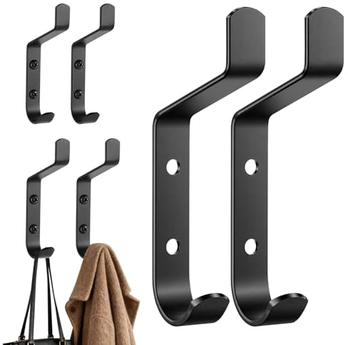NUTKIT 6 Pezzi Attaccapanni Da Parete, Appendiabiti a Vite, Appendini da Muro, Attaccapanni da Muro Design, Appendino da Parete, con Viti, per Camera da Letto, Soggiorno, Bagno - Nero