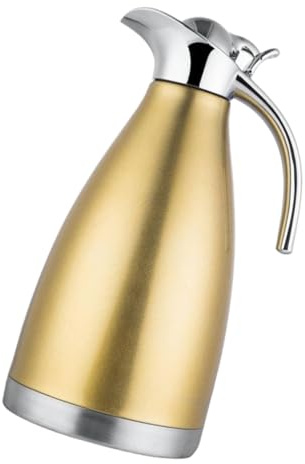 Mikikit Pichet Isotherme Acier Inoxydable Jaune Bouteille Sous Vide pour Café Thé et Boissons Sans Odeur Anti-fuite Usage Domestique