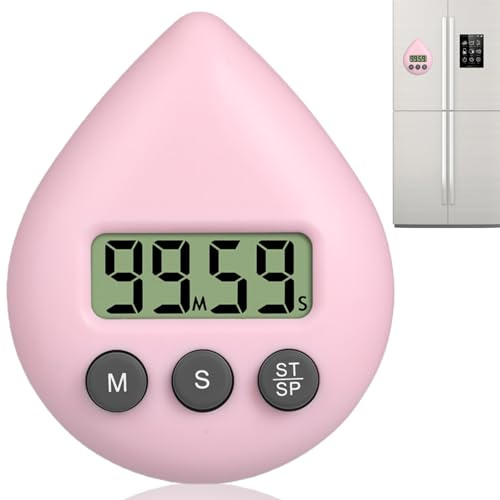 Digital Shower Timer Waterproof,Water Drop Shape,Bathroom Clock Waterproof,Digital Shower Clock,Toothbrush & Sauna Timer,Magnetic Kitchen Timer,Energy Saving Sh/ower Clo/ck for Efficient Use#Pink