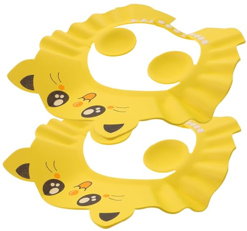 HOOTNEE 2pcs Yellow Kids Bathing Caps Eva Waterproof Shower Hats with Ear Protection and Scratch Prevention for Baby and Toddler Bath Time