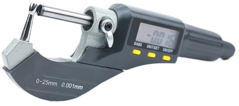 Micromètre de rechargement 0-25 mm 0,001 mm, tube à bille, enclume sphérique, outil de mesure électronique numérique Mesures précises