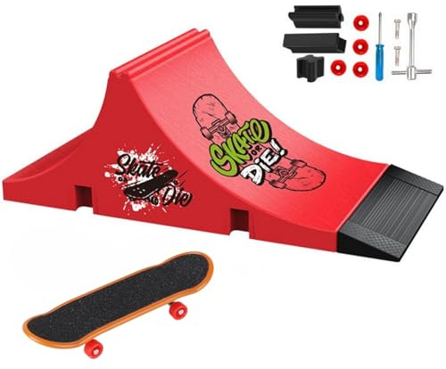 TriUnytion Set di Fingerboard e Rampa, Mini Skateboard da Dita con Rampa e Accessori, Fai da te Tech Deck Fingerboard Park Kit Regalo per Bambini (E)