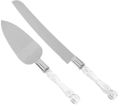 Beaupretty Ensemble 2pcs Service de Mariage Pelle à Fromage et Spatule à Gâteau Manche en Cristal Acier Inoxydable Expérience de Coupe Fluide Facile à Manipuler pour Anniversaires