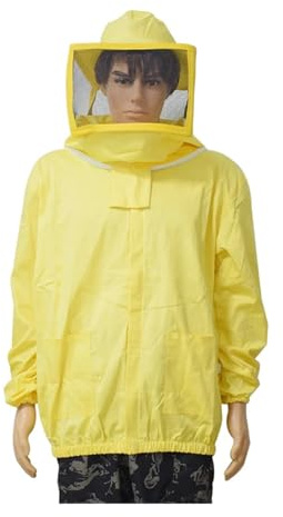 Imkerwerkzeuge, Bienenschutzkleidung, Baumwoll-Imkerjacke, Zaunschleier, Gelbe Imkerausrüstung(Size XL)