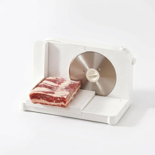 Cortafiambres Eléctrico Compacto, Grosor Ajustable 1-15mm, Cortafiambres Plegable con Cuchilla de Acero Inoxidable y Pies Antideslizantes, para Carne, Pan, Queso y Alimentos Congelados