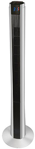Syntrox Germany, Ventilatore a torre XXL TFT-50W-DTP, colore nero-argento, con comando a distanza, timer e supporto oscillante