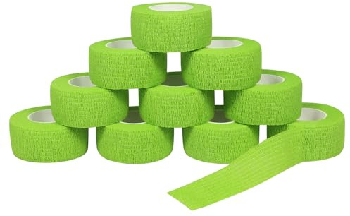 QuiGui - 10 rollos de vendaje autoadhesivos, apósitos, vendas de fijación, impermeable, 2,5 x 4,5 m, verde