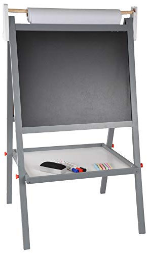 Holz-Magnet-Standtafel, inklusive Zubehör (Grau)