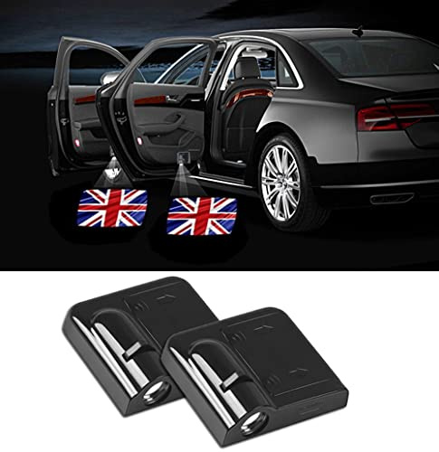NewL 2x Wireless Projector Car Door Courtesy Welcome Lights, British Flag | Bright clear ghost shadow projection, universal car fit, Auto on/off with door opening & closing, Puddle Ghost Shadow Lights