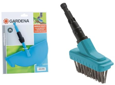 Gardena combisystem-Rasenkantenstecher: Rasenkantenschneider mit korrosionsgeschütztem Stahlblatt, Gartenzubehör zum Abstechen von Rasenkanten & combisystem-Fugenbürste M