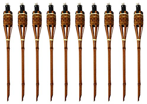 Moritz Lot de 10 torches en bambou - 90 cm - Marron foncé - Pour le jardin - Décoration de jardin