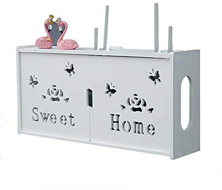 MNBVH Wand Router Aufbewahrungsbox Weiß WLAN Box Router Regal TV Kabel Verstecken Box Router Kabel Cable Organizer Box WiFi Router Storage Box E
