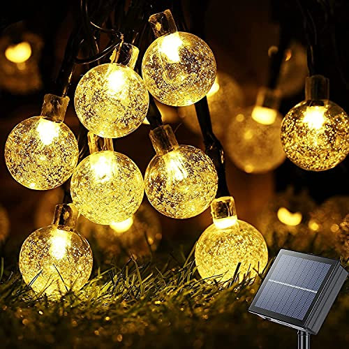 Oreunik Guirlande Lumineuse Exterieure, 8 modes 7m 30LED Lampe Solaire Exterieur pour Terrasse,Jardin,Cour,Porche,Lumiere Solaire Exterieur Décoration de Fête de Mariage