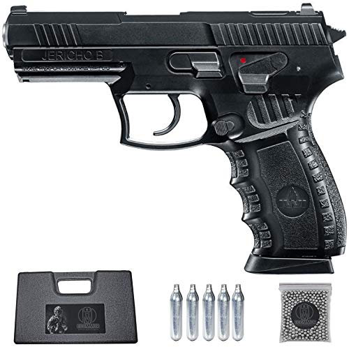 Ecommur. IWI Jericho B | Pistola de perdigones (Bolas BB's de Acero) de Aire comprimido semiautomática 4,5mm + maletín + balines y CO2