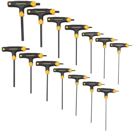 GearWrench 83514 Juego de llaves Allen SAE/métricas con mango en T, 14 piezas