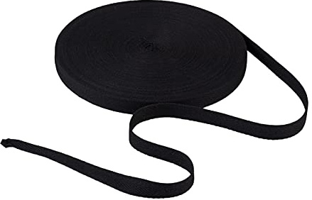Craftdady Köperband aus Baumwolle, 45 m lang, 16 mm breit, schwarzes Twillband mit Fischgrätenmuster, zum Nähen und Basteln, für Kunsthandwerk, Wimpelketten, Ohrschlaufen, Geschenkverpackungen