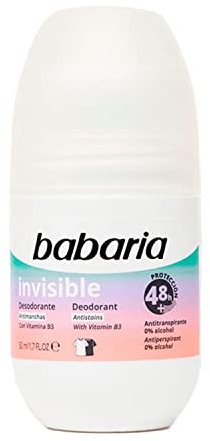 Babaria Desodorante Rollon Invisible Antimanchas 0% alcohol, 50ml