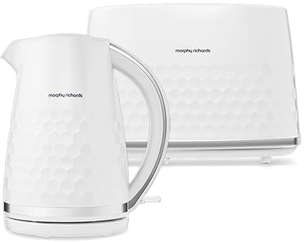 Morphy Richards Hive Kettle and Toaster Set, 1.5L Fast Boil Easy Fill Kettle, 2-Slice Variable Browning Toaster, Matching Set, 3KW/850W, White 108274 | 220034