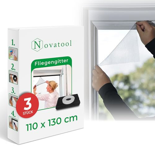 Fliegengitter Fenster 110x130 anthrazit 3 Stück individuell kürzbar Insektenschutz Fliegennetz Fensternetz Mückennetz Mückengitter Fenstergaze