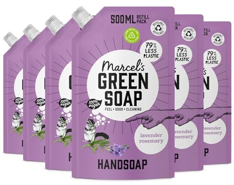 Marcel's Green Soap - Handseife Nachfüllpack Lavendel & Rosmarin - Nachfüllbeutel - Mikroplastikfreie Formel - Vegan - Verpackung recycelbar - 500 ml (6er Pack)