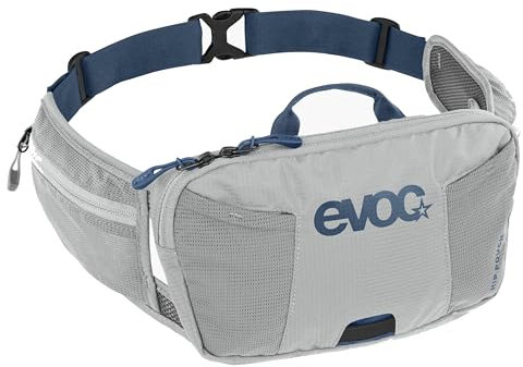 EVOC HIP POUCH 1 Hüfttasche, Bauchtasche, Hüftbeutel für Bike-Touren & Trails (1 l Fassungsvermögen, AIR PAD SYSTEM, 2 Hüftgurttaschen, 2 Zusatzfächer), Steingrau