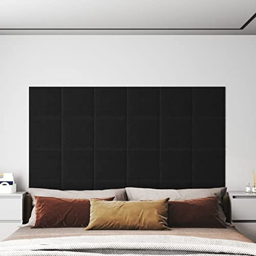 ZHOUMIN Wandpaneele 12 STK, Deckenpaneele, Wall Panel, Wandverkleidung, Wandgestaltung, Dekorative Wandpaneele, Wanddeko, Schwarz 30x30 cm Stoff 1,08 m²