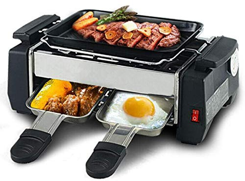 Electric Raclette Grill Non-Stick Barbecue for 2~4 Couples Family Party Smokeless BBQ Grill Raclette Pan Electric Griddle 1000W