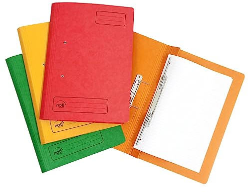 Noti Transfer File Foolscap Heavy Weight Bright Colour 500 Micron Board, Spiral File, Assorted Colour, Box of 12