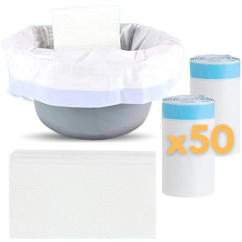Vidaprime PACK x50 Toiletteneinlagen - DESCHBARE TOILETTENBEUTEL - Hygienische WC-Beutel - Einweg Orinal-Beutel mit SAUGFÄHIGEN Polstern, 50 STÜCK. Ideal für Toiletteneinlagen für Toilettenstuhl