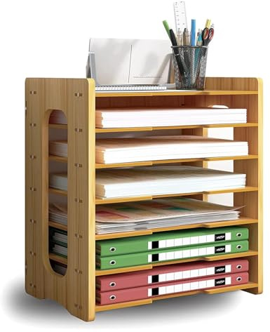 Catekro Schreibtisch Organizer A4 Ablagefächer, Stapelbar 7-Tier Papierablage Büro, Ablage Schreibtisch Ablagekorb mit Mini Schreibtisch Organizer für Büro Arbeitszimmer Schule Office