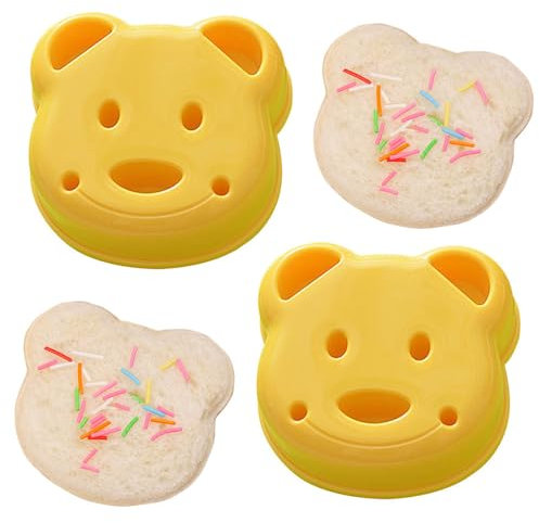 2 Pcs Sandwich Cutter Cute Bear Sandwich Cutters for Children Cute Bread Mold Portable Sandwich Press Mould Bread Cutters Perfect for Breakfast and Lunch