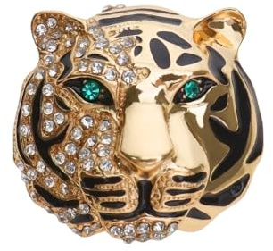 EMSea 1x Strass Tigerkopf Brosche Pins Anstecknadel Mantel Abzeichen Legierung Vintage für Herren für Schals Kragen Zubehör für Männer 33x36mm