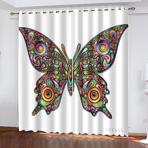 Vorhang, Kinderzimmer, 3D Kunst Kreativer Schmetterling Kindervorhänge Mit Ösen, Polyestervorhänge, Wärmeschutzvorhang, Blickdichter Vorhang Mit Öse