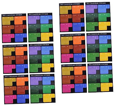 AOKWAWALIY 12 Blatt Monatsindexaufkleber, farbige Registerkarten, Bürobinder, Notizbuch, Tabs Klebe-Tabs, 2023-Kalenderaufkleber, Aufkleber nach Zahlen, praktische Planer-Tabs für den täglichen
